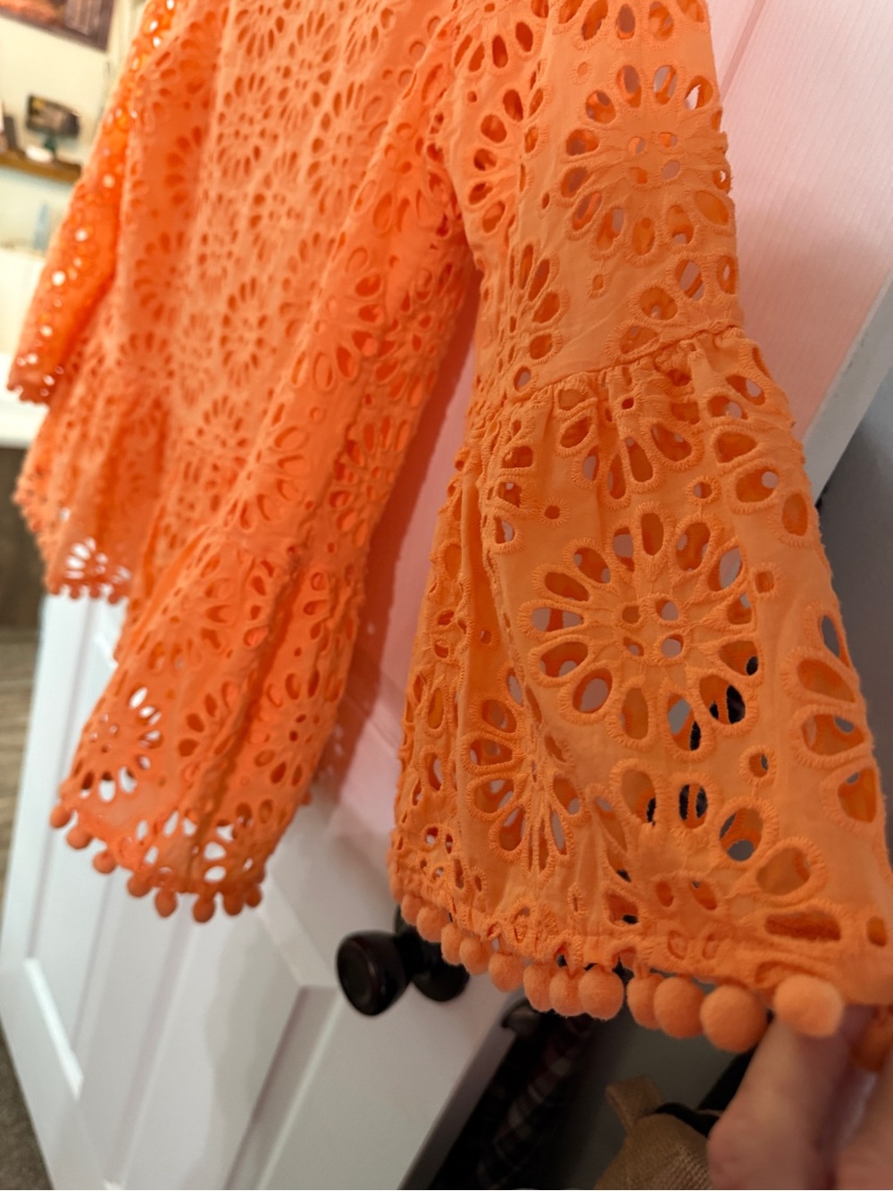 Lilly Pulitzer Orange Eyelet Peplum Blouse - Picture 6 of 7
